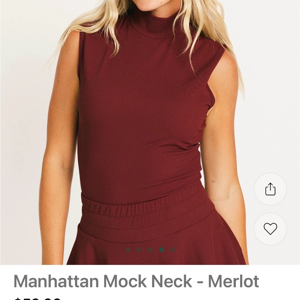 Last chance⛳️Fore All Manhattan Mock Neck Sleeveless Top - Merlot Runs Small